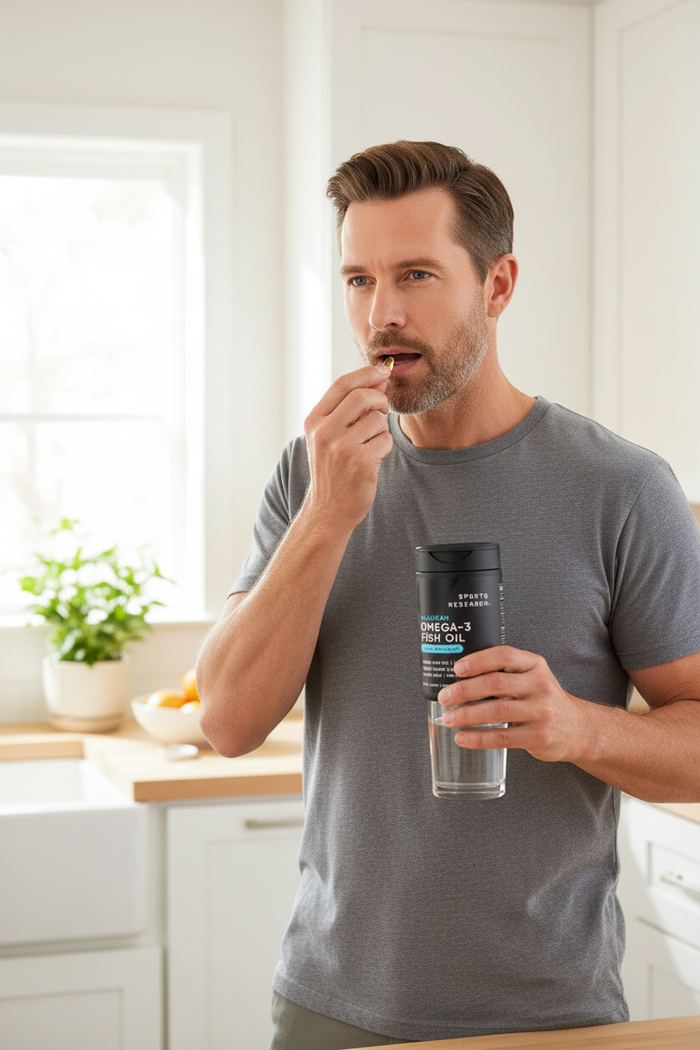 UGC lifestyle omega-3 man kitchen