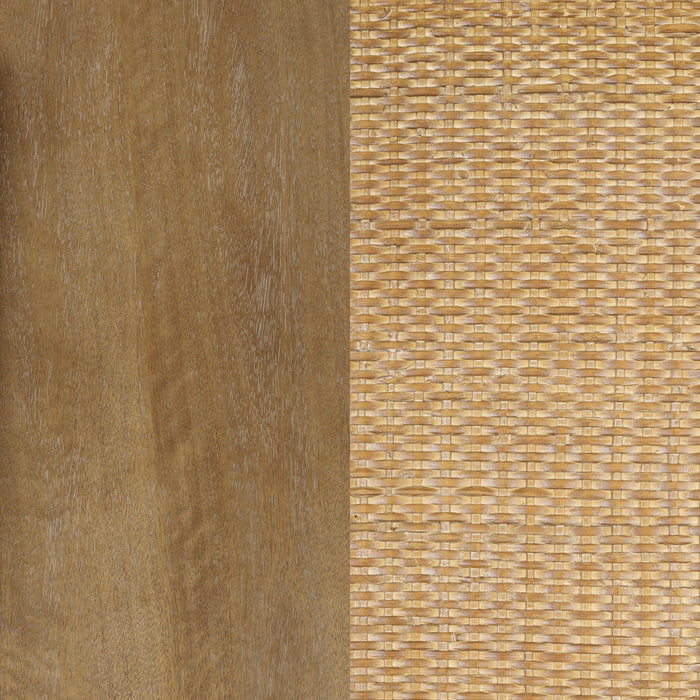 Square Glass & Rattan Coffee Table with Solid Wood Legs - Nathan James