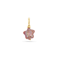 14K solid gold jewelry charm with pink freshwater pearl shaped as a star.