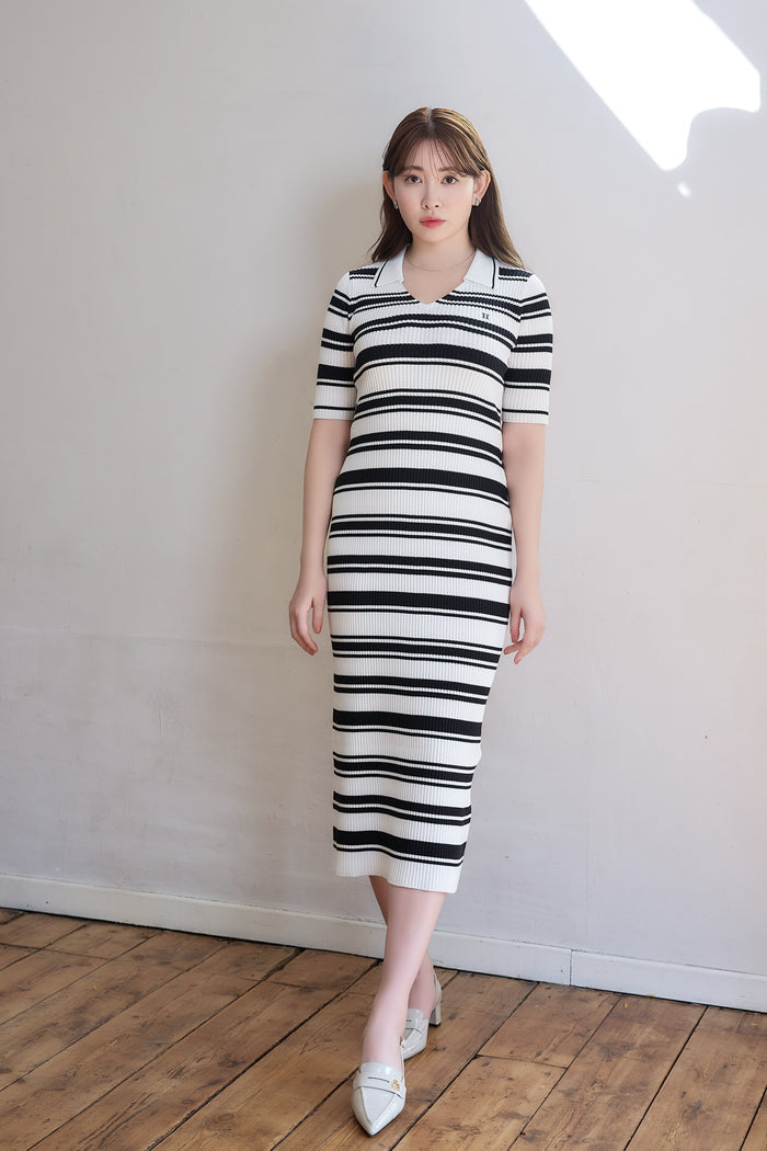 Stripe Rib Polo Dress
