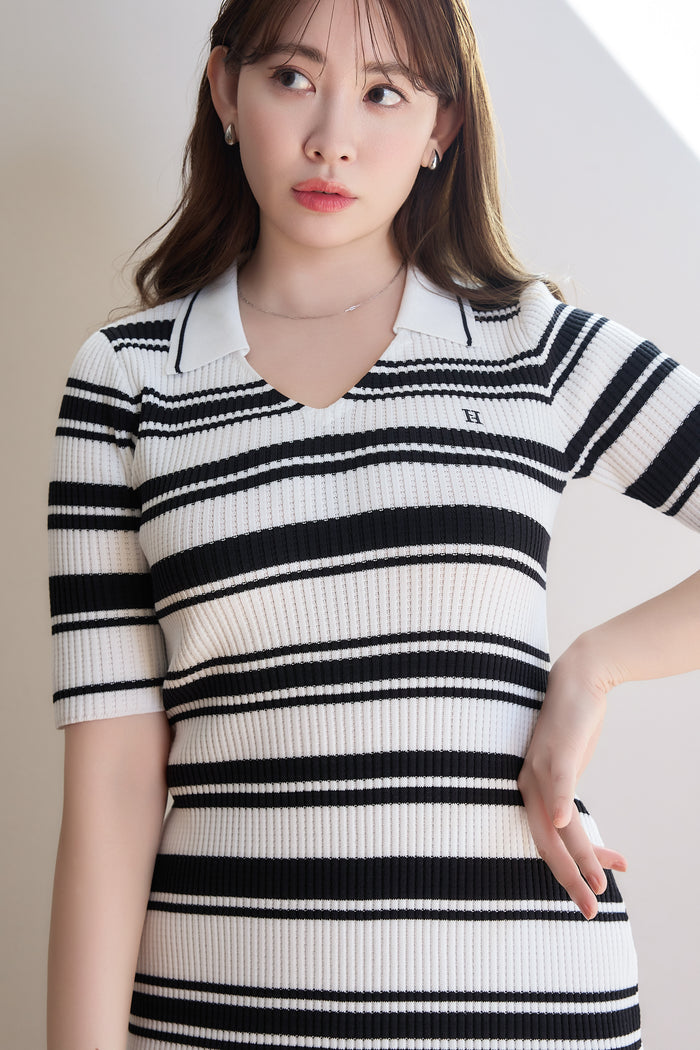 Stripe Rib Polo Dress