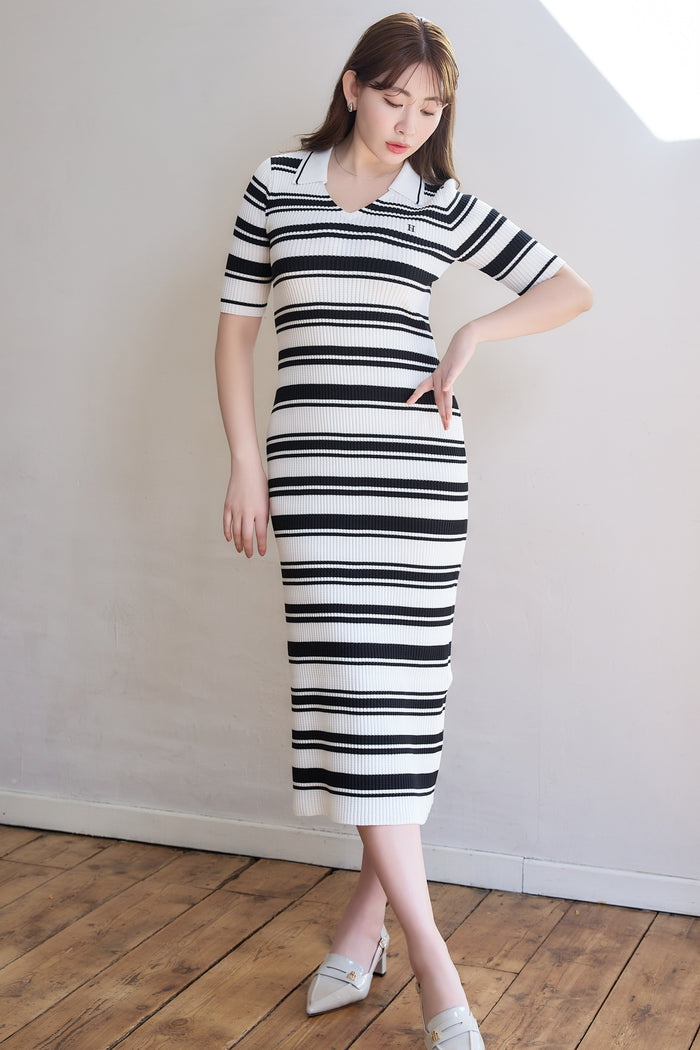 Stripe Rib Polo Dress