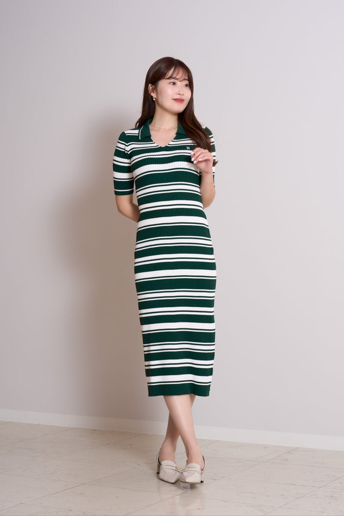Stripe Rib Polo Dress