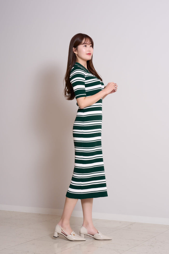Stripe Rib Polo Dress