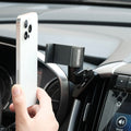 Image of Offroam Phone Mount installed securely in Subaru Ascent 2019-2022. This premium phone mount installs easily without drilling or glue. Spring loaded Universal holder for use with any phone. Perfect placement without blocking screens, driver view, or air flow. Fully adjustable positioning.