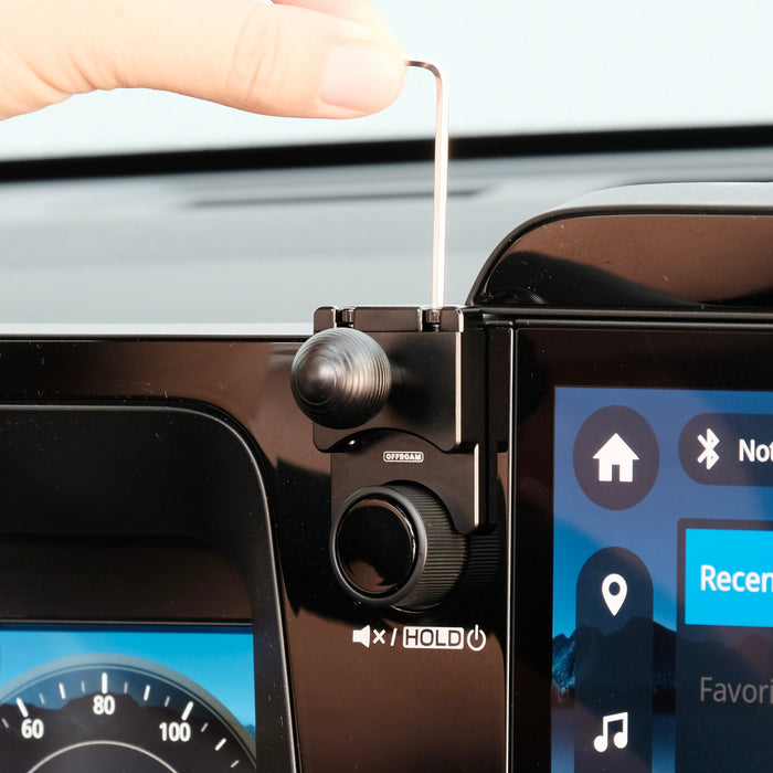 Image of Offroam Mounting Base installed securely in Subaru Outback 2026. This premium all metal phone mounting base installs easily without drilling or glue. Perfect placement without blocking screens, driver view, or air flow.