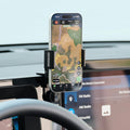 Image of Offroam Phone Mount installed securely in Subaru Outback 2026. This premium phone mount installs easily without drilling or glue. Spring loaded Universal holder for use with any phone. Perfect placement without blocking screens, driver view, or air flow. Fully adjustable positioning.