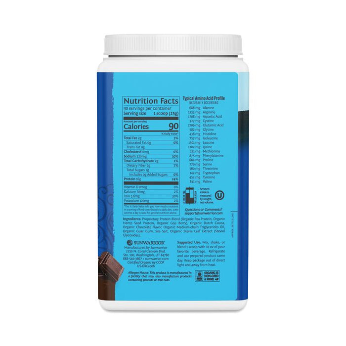 Sunwarrior Warrior Protein Powder Blend, Chocolate – 1.65 lb image 2