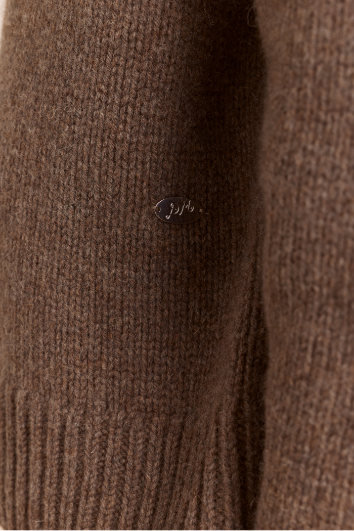 Tallulah High Neck Lambswool Jumper - Brown/Blue