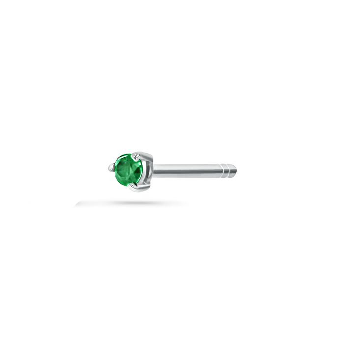 14K White Gold / Emerald / Single