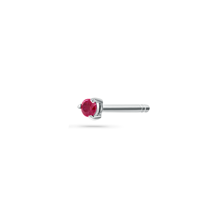 14K White Gold / Ruby / Single
