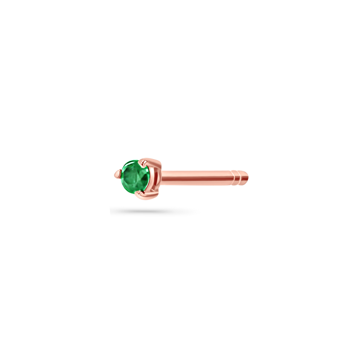 14K Rose Gold / Emerald / Single
