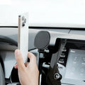 Image of Offroam MagSafe-compatible Phone Mount installed securely in Toyota Camry 2021-2024. This premium phone mount installs easily without drilling or glue. High force magnets hold phone on any trail, road, or track. Perfect placement without blocking screens, driver view, or air flow. Fully adjustable positioning.