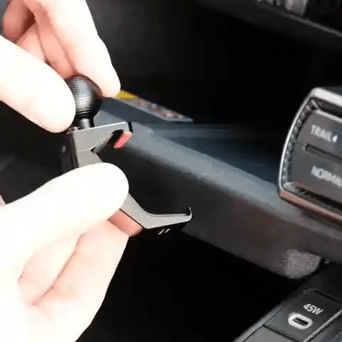 Animation of Offroam MagSafe-compatible Phone Mount installation for Toyota RAV4 2026. This premium phone mount installs easily without drilling or glue. High force magnets hold phone on any trail, road, or track. Perfect placement without blocking screens, driver view, or air flow. Fully adjustable positioning.
