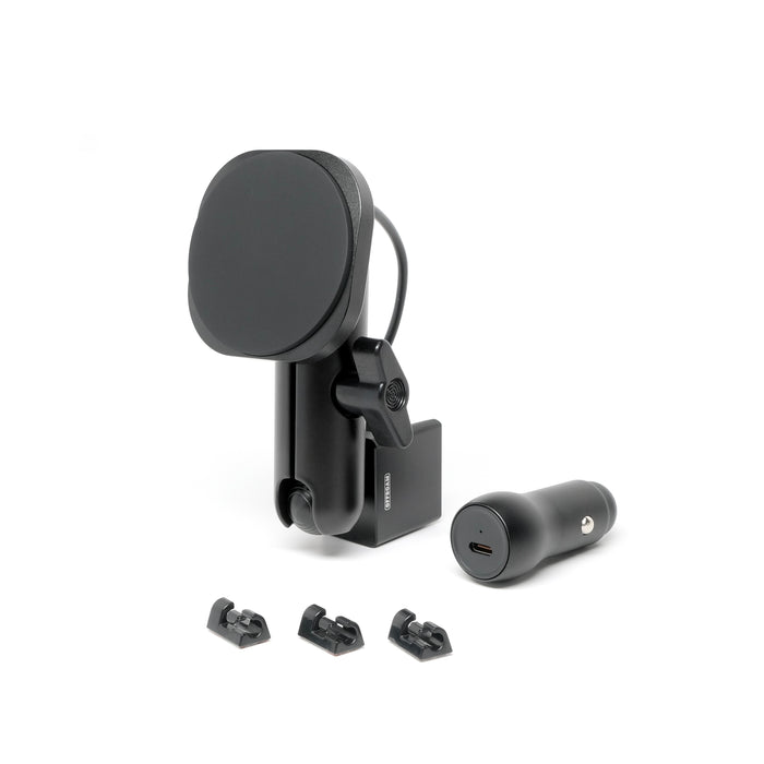 Image of Offroam MagSafe-compatible Phone Mount for Toyota Tacoma 1996-2004. This premium phone mount installs easily without drilling or glue. High force magnets hold phone on any trail, road, or track. Perfect placement without blocking screens, driver view, or air flow. Fully adjustable positioning.