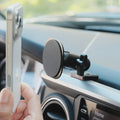 Image of Offroam MagSafe-compatible Phone Mount installed securely in Toyota Tacoma 2016-2023. This premium phone mount installs easily without drilling or glue. High force magnets hold phone on any trail, road, or track. Perfect placement without blocking screens, driver view, or air flow. Fully adjustable positioning.