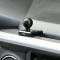 Image of Offroam Mounting Base installed securely in Toyota Tacoma 2016-2023. This premium all metal phone mounting base installs easily without drilling or glue. Perfect placement without blocking screens, driver view, or air flow.