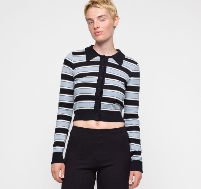 True Knit Fluffy Polo Cardigan