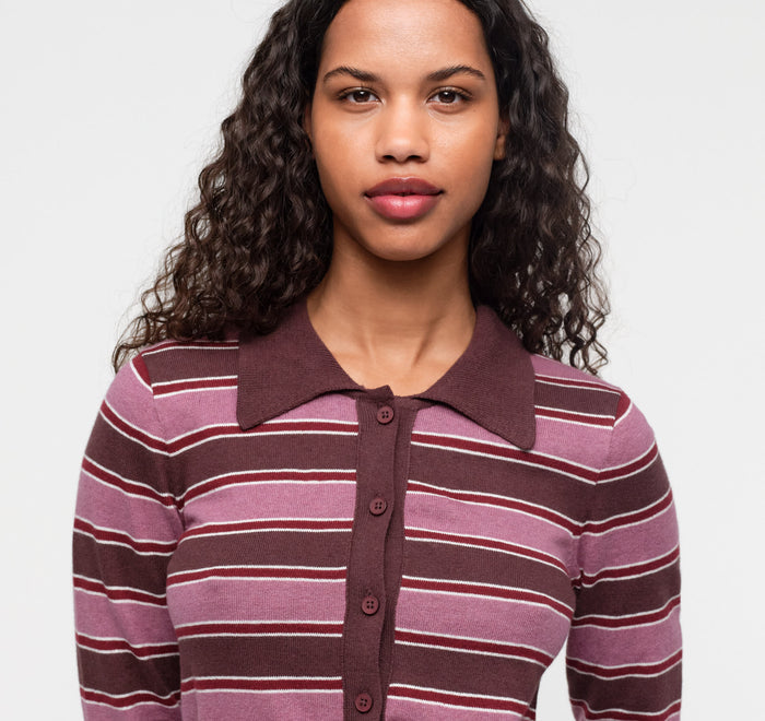 True Knit Fluffy Polo Cardigan