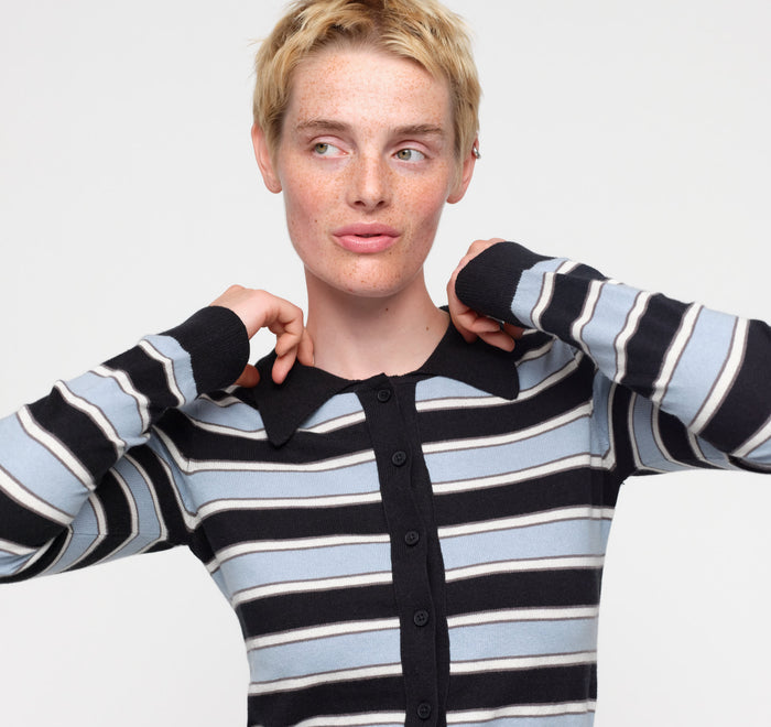 True Knit Fluffy Polo Cardigan