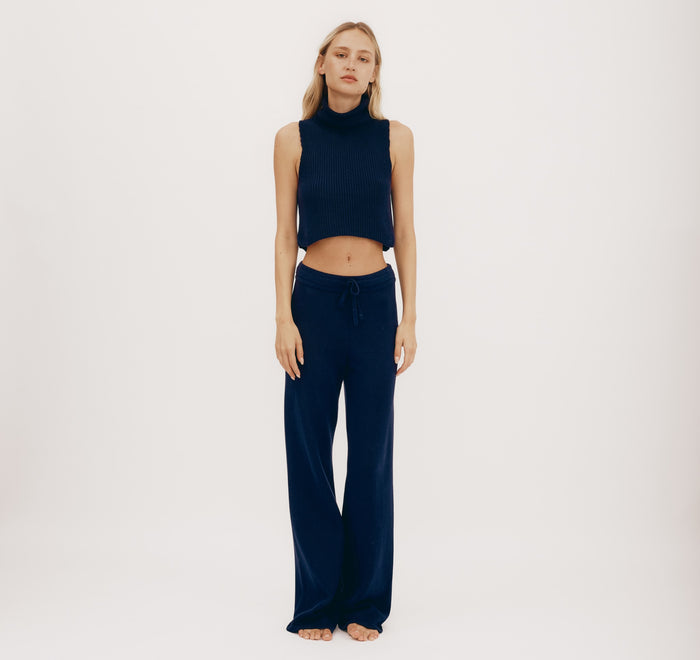Organic Basics Women's True Knit Wide Leg Pants in Navy (organic cotton)