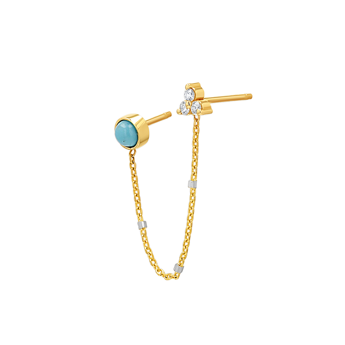 Turquoise & Diamond Duo Drop Earring