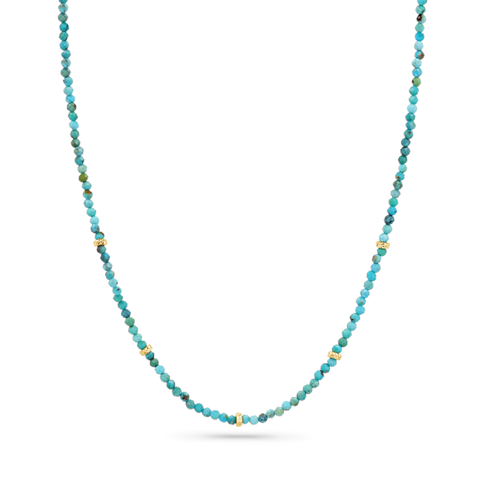 Turquoise & Faceted Gold Bead Necklace