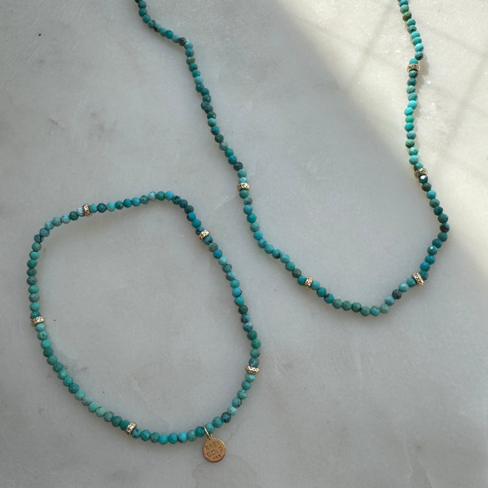 Turquoise & Faceted Gold Bead Necklace
