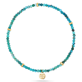 Turquoise & Faceted Gold Stretch Bead Anklet