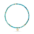 Turquoise & Faceted Gold Stretch Bead Bracelet