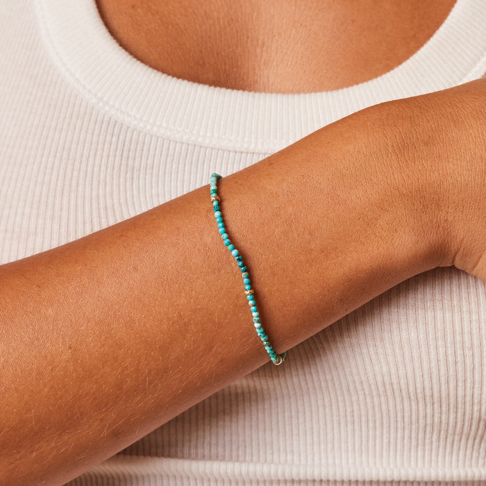 Turquoise & Faceted Gold Stretch Bead Bracelet