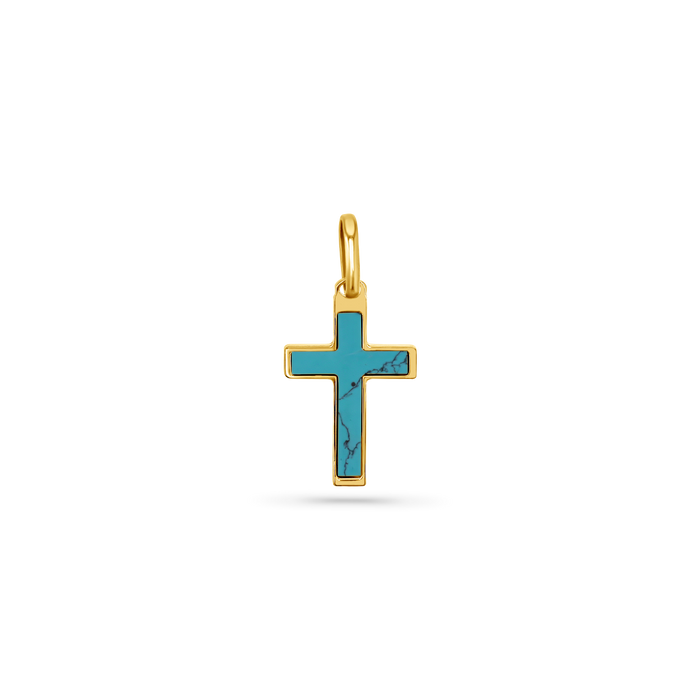 Turquoise Inlay Cross Charm