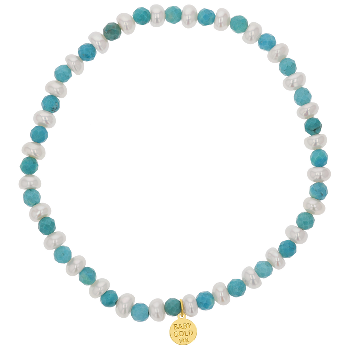 Turquoise Magnesite & Pearl Beaded Bracelet