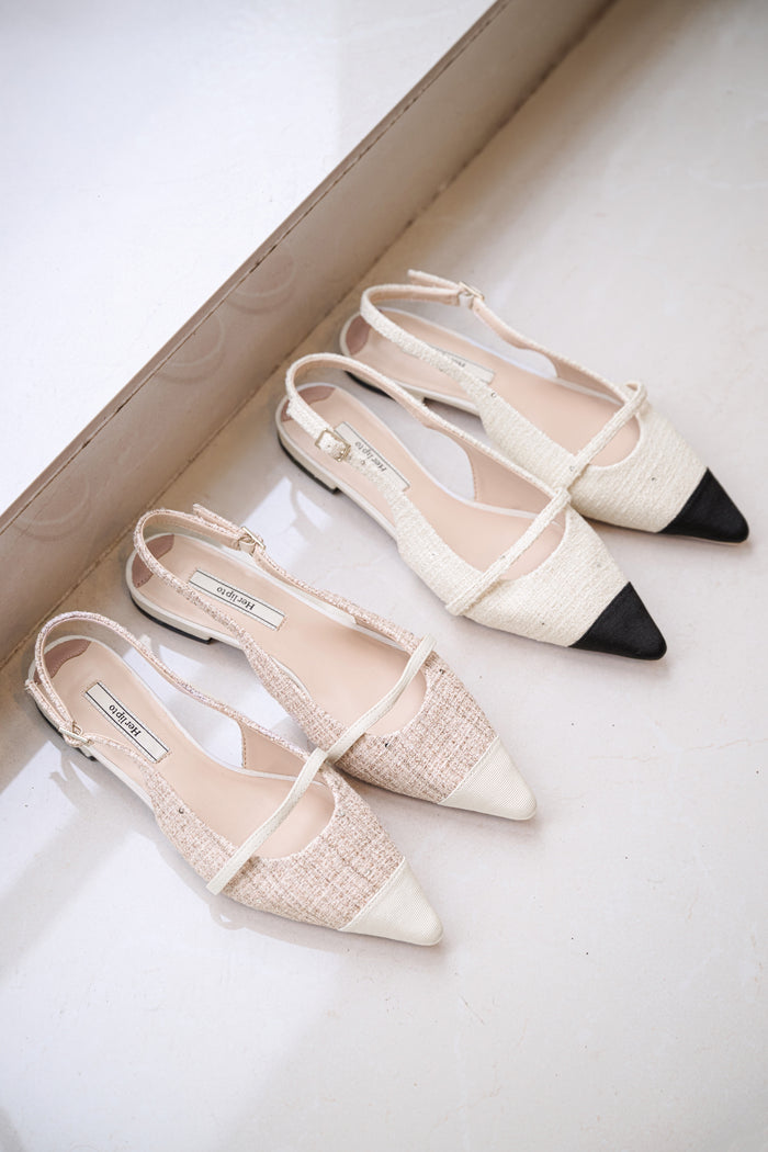 Tweed Slingback Flats
