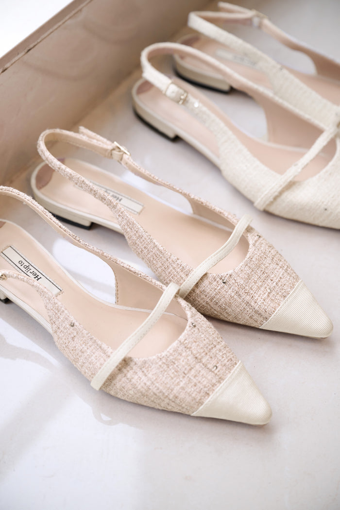 Tweed Slingback Flats