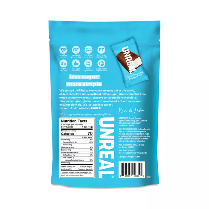 Unreal, Dark Chocolate Coconut Bars, 4.2 oz, Pack of 4 – 2 Pack