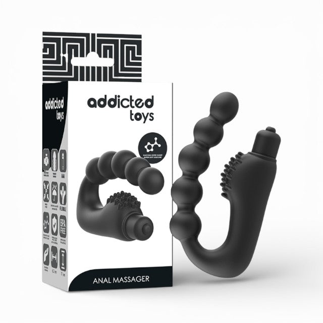 Vibrator anal ADDICTED TOYS Anal Massager, pentru stimularea prostatei, din silicon medical, culoare negru, 11 x 6.3 cm