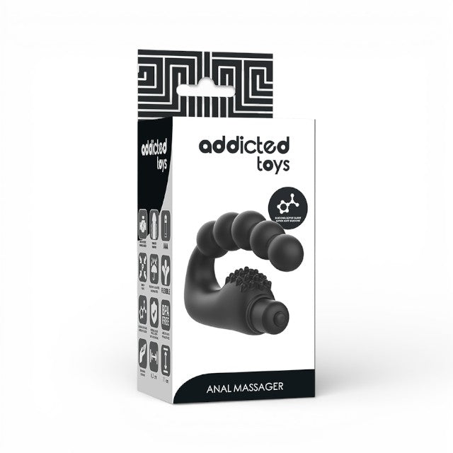 Vibrator anal ADDICTED TOYS Anal Massager, pentru stimularea prostatei, din silicon medical, culoare negru, 11 x 6.3 cm
