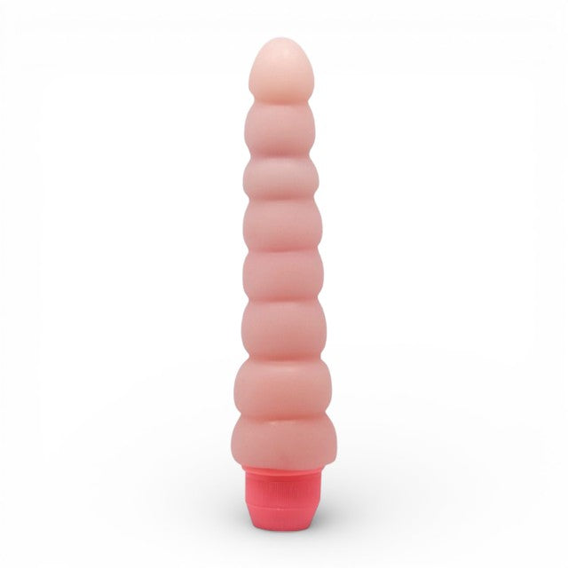 Vibrator BAILE Flexi Vibe Spine, cu design curbat și texturat, vibrații multiple, din TPE, culoarea pielii, 19 cm