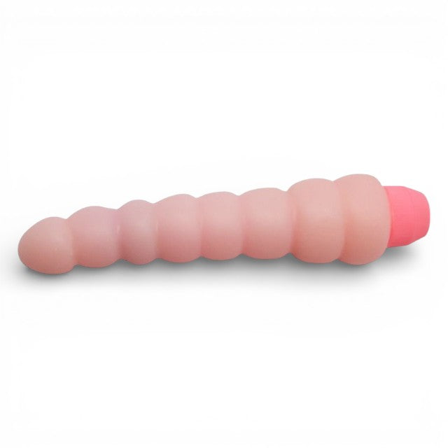 Vibrator BAILE Flexi Vibe Spine, cu design curbat și texturat, vibrații multiple, din TPE, culoarea pielii, 19 cm