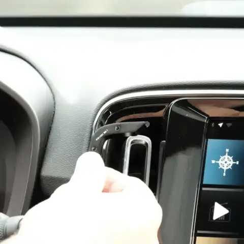 Animation of Offroam Mounting Base installation for Volvo XC40 2018-2026. This premium all metal phone mounting base installs easily without drilling or glue. Perfect placement without blocking screens, driver view, or air flow.