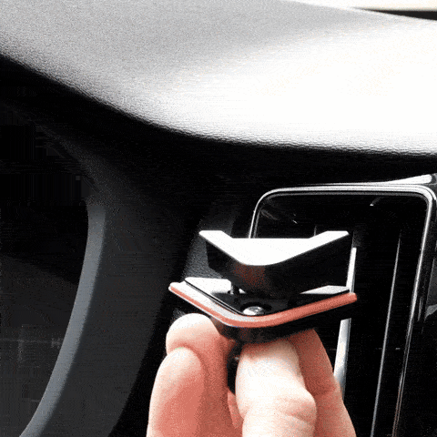 An animation of Offroam phone mount installed to the dashboard of Volvo XC60 securely. Featuring a Qi2 charging holder with powerful magnets for secure hold