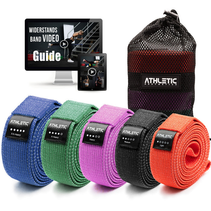 Widerstandsband 5er Set Textil (Bunt) - Athletic Aesthetics