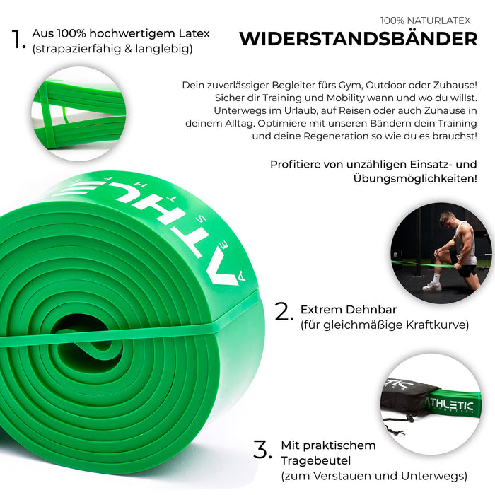 Widerstandsband Latex Grün / Stark (22kg - 54kg) - Athletic Aesthetics